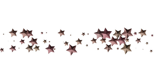 Beautiful image of rose gold stars scattered on a white background. Perfect for celebration designs.