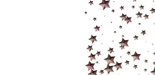 Abstract image of rose gold stars falling on a white background. Perfect for design projects.