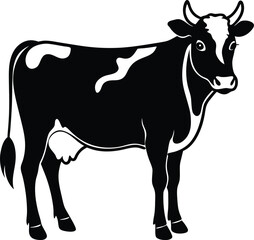 Minimal Cow Silhouette Vector – Single Color Farm Animal Illustration