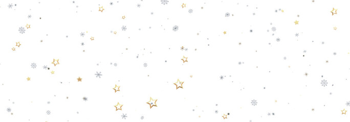 Beautiful winter background image featuring gold stars and snowflakes on white. Perfect for holidays.