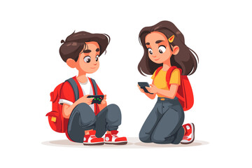 Engaging Kids with Mobile Games: Playful Illustrations of Two Children