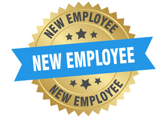 new employee. new employee round blue and gold label isolated on transparent background