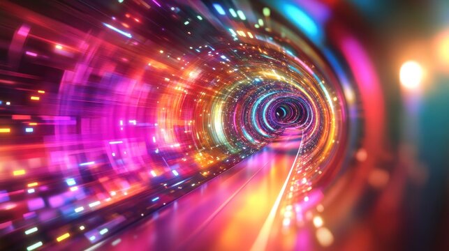 Vibrant, swirling tunnel of light