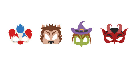 Halloween Printable Eye Masks for Kids | Halloween Party Costume Illustration