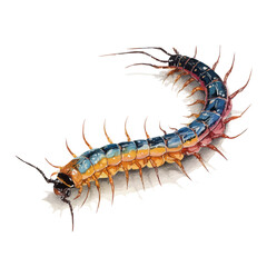 A watercolor painting of Centipede, vector illustration on white background.
