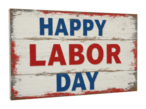 Celebrating labor day with joyous greetings community gathering digital festive atmosphere eye-level perspective. Cut out png