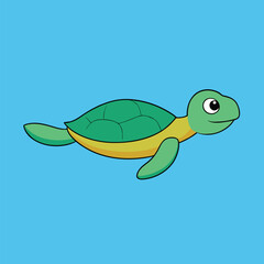 Sea Turtle Swimming Vector Illustration, Cartoon Turtle in Ocean Clipart



