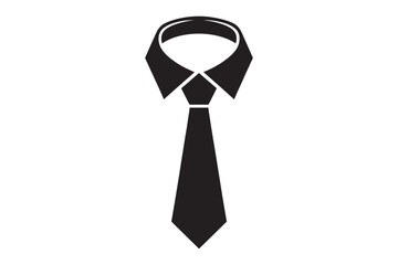 Black silhouette icon of a dress shirt collar and tie. Vector illustration for a business or formal wear concept 