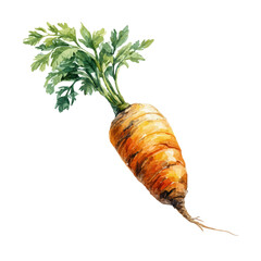 A watercolor painting of Carrot Root, vector illustration on white background.