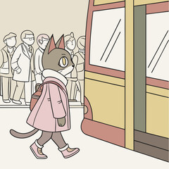 Cat Wearing a pink coat