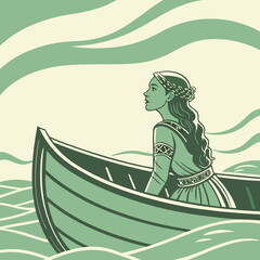 Mermaid in a boat in the water