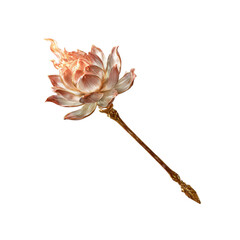 Ornate Golden Staff with a Flame-like Lotus Blossom