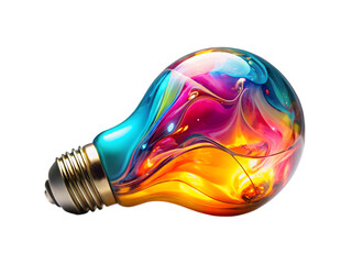 Colorful light bulb isolated on transparent background