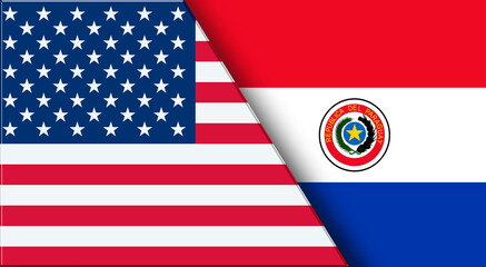 Fototapeta premium Flags of USA and Paraguay. United States and Paraguayan National flags