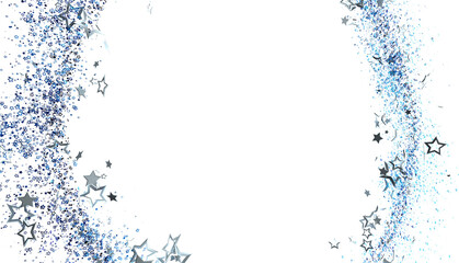 Sparkling blue and silver stars on white. Perfect for festive designs, cards, and invitations.