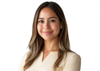 Portrait of a smiling woman isolated on transparent background
