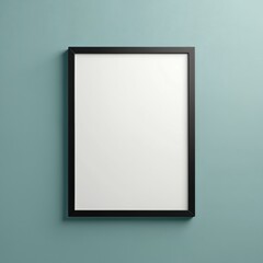Black frame mockup on teal background. Blank white space for adding custom text or graphics. Modern template for business, marketing, or advertising designs.