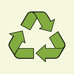 Green Recycling Symbol Vector, Recycle Arrows Illustration