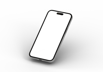High-quality stock photo of a modern smartphone with a blank screen, ideal for app presentations or website mockups.
