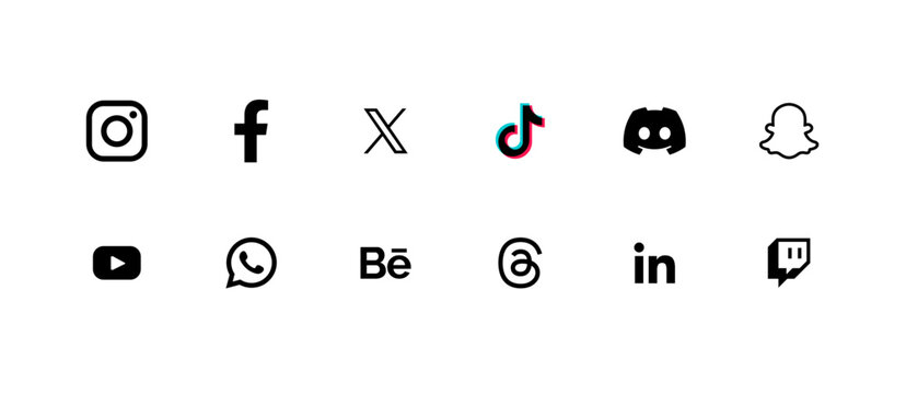 Social media platform icon set