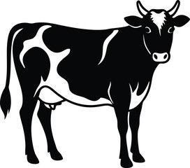 Minimal Cow Silhouette Vector – Single Color Farm Animal Illustration