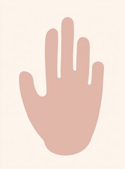 Fototapeta premium A light peach-colored hand shape, simple and stylized, with a slightly rounded palm and distinct fingers