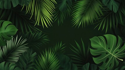 Lush Tropical Foliage: A Dark Green Paradise