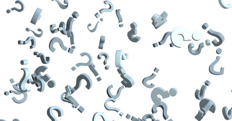 Infinite question marks, original 3d illustration