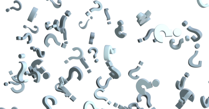 Infinite question marks, original 3d illustration