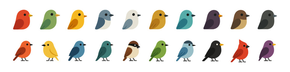 set of colorful birds avatar or flat icon vector illustration in AI , EPS , PNG  and JPG  Format 