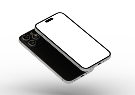 High-quality stock photo of a modern smartphone mockup with a blank screen, perfect for app presentations or website des