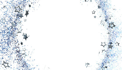 Sparkling festive background with blue and silver glitter stars. Perfect for holidays, celebrations, and more.