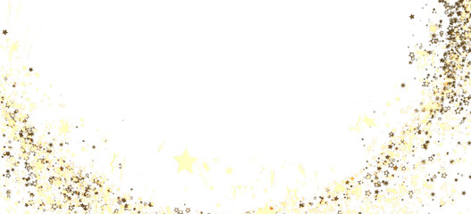 Obraz premium Elegant gold star confetti on white. Perfect for holidays, celebrations, and festive designs.