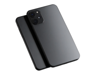  Close-Up of Two Black Smartphones Stacked Slightly Overlapping Emphasizing Camera Details and Slim Profile, Isolated on Transparent Background PNG