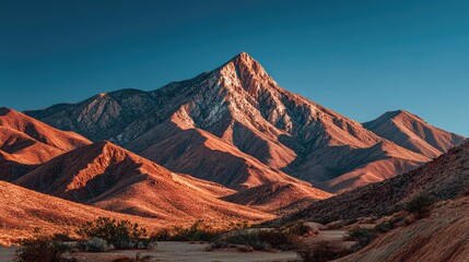 Naklejka premium Sunrise peaks over desert mountains