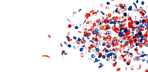 Patriotic confetti explosion. Perfect for holidays, celebrations, and festive designs.