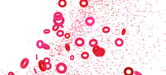 Abstract background image of pink rings falling on white. Perfect for websites, presentations, and more.
