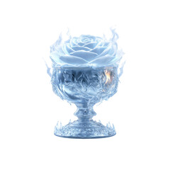 Frozen Rose in Ornate Chalice A Surreal 3D Render of Ice and Fire