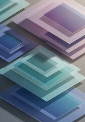 Abstract geometric composition with translucent squares creating depth and dimension