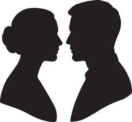 Silhouette Couple Facing Each Other