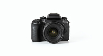 Modern digital camera for professional photography and creative visual arts, isolated on a clean white studio background.
