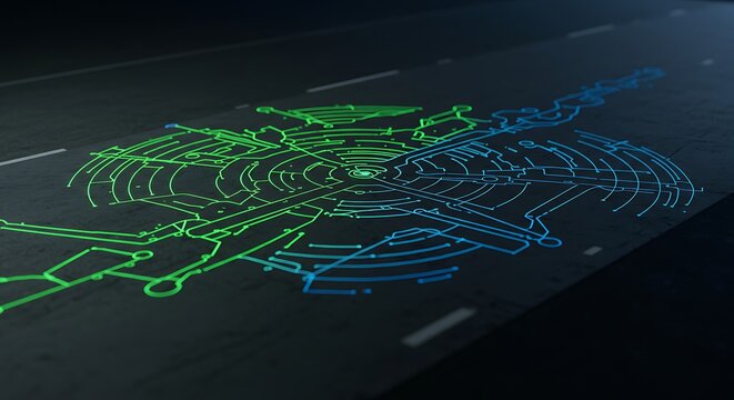 3D Rendering of an Industrial Drone Lidar System on a Road