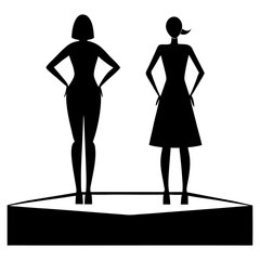Silhouette vector illustration of girls' fashion show