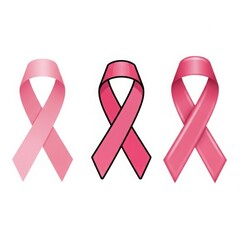 Three pink ribbons for breast cancer awareness