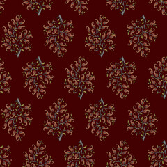 Abstract seamless color full paisley tree leaf bunch pattern