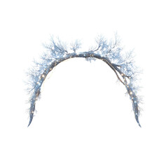 Fototapeta premium Enchanting Winter Archway with Fairy Lights and Frosty Branches