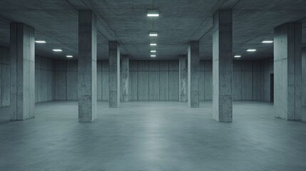 Vast Concrete Interior: Architectural Design of a Modern Underground Space