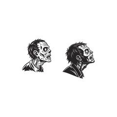 Obraz premium Zombie Head Side Profile Illustration