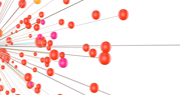 Big data visualization. Network connection structure with chaotic distribution of points and lines. 3D rendering.