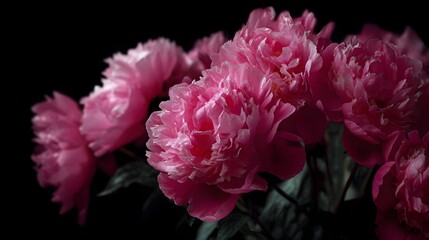 Obraz premium Stunning pink peonies in full bloom with romantic lighting and sharp focus